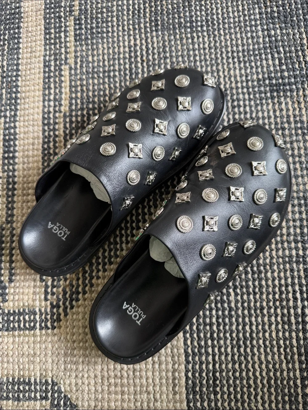 TOGA Pulla Black Studded Platform Loafer Mule